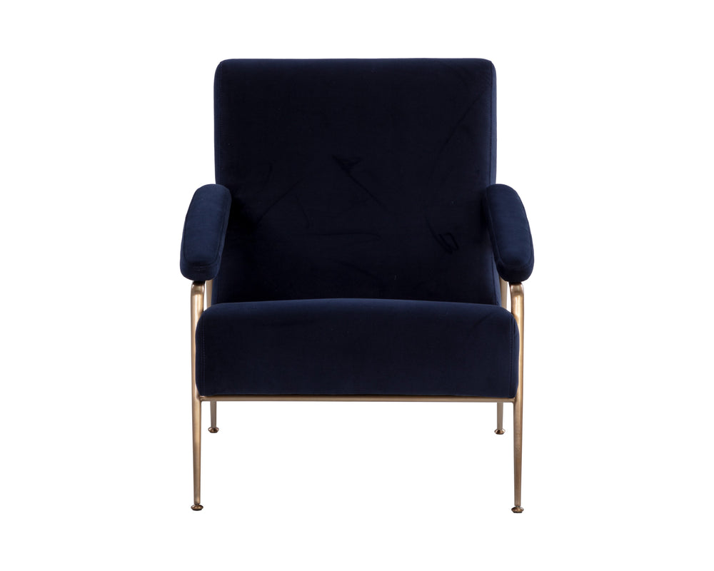 Sunpan Tutti Lounge Chair - Elegant Mid-Century Design with Clean Lines and Antique Brass Stainless Steel Frame Abbington Navy