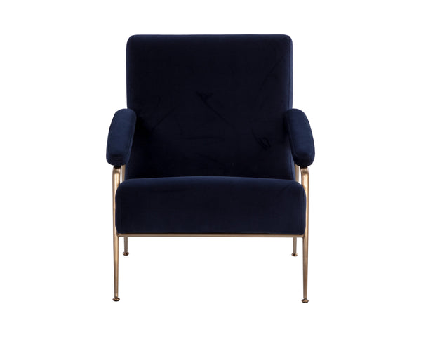 Sunpan Tutti Lounge Chair - Elegant Mid-Century Design with Clean Lines and Antique Brass Stainless Steel Frame Abbington Navy
