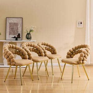 English Elm Modern Velvet Bubble Back Dining Accent Chair Set Glam Sculpted Upholstered Seating Brown,Gold W3875P446131
