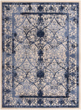 Unique Loom La Jolla Traditional Machine Made Floral Rug Ivory and Blue, Blue/Light Blue/Navy Blue 7' 10" x 11' 0"