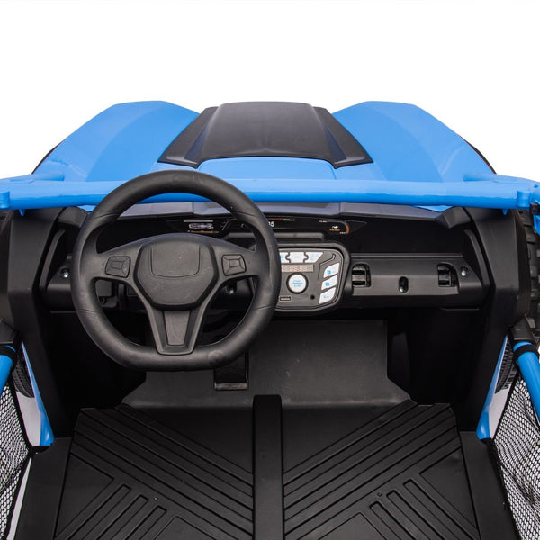 English Elm 24v Two Seater Kids Utv with Parental Remote Dual Motors Four Wheel Suspension Led Blue W1578P198432
