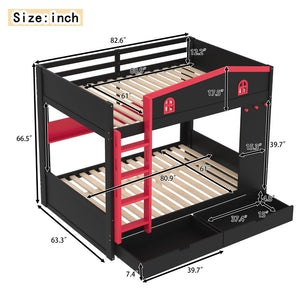 English Elm Twin Xl Solid Pine Loft Bed with Built-in Led Lighting and Storage Shelves W1580S00391