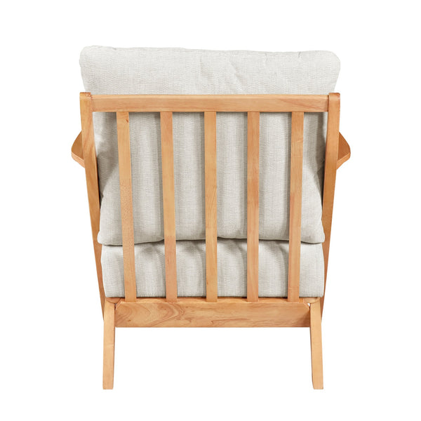 English Elm Mid-Century modern accent chair with solid rubberwood frame, chenille upholstery, plush seat comfort Beige,Natural 45 L x 25.5 W x 14.5 H B011P347875