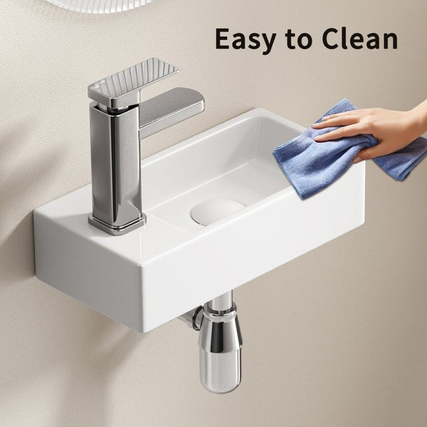 English Elm Wall-mounted Porcelain Basin Complete Faucet Set for Powder Room or Small Bathroom Milk White W3402P402911