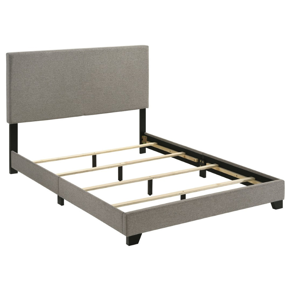 English Elm Efram Upholstered Panel Bed with Tall Padded Headboard and Matte Black Wood Legs Taupe B062P441115