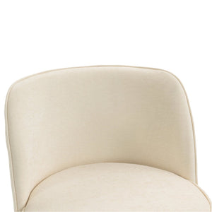 English Elm Counter Height Barstools Set of 2 Linen Upholstered Barrel Seat with Iron Legs Beige W395P410430
