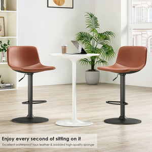 English Elm Adjustable Mid Century Swivel Bar Stools Set of 2, PU Leather Rustic Counter Chairs 350LB Capacity T3623P354963