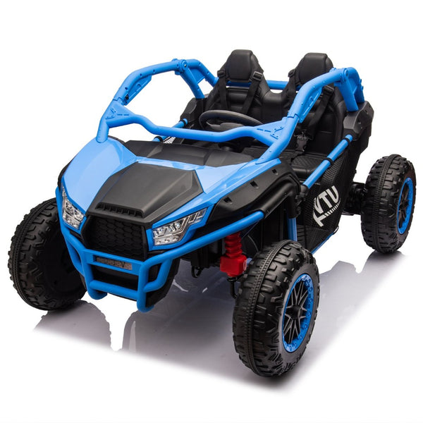 English Elm 24v Two Seater Kids Utv with Parental Remote Dual Motors Four Wheel Suspension Led Blue W1578P198432