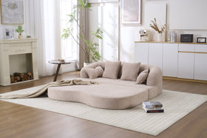 English Elm (old Sku W2231p392100) Chenille Sleeper Sofa Foldable Convertible Loveseat with Four Pillows Apricot W2231P466736