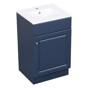 English Elm [video] 20 Inch Freestanding Bathroom Vanity with Ceramic Sink Soft Close Cabinet Blue N759P237946C
