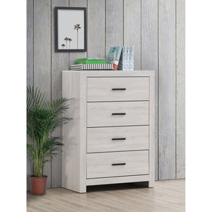 English Elm Geary Coastal White 4-Drawer Chest Dresser — Airy Coastal Finish, Spacious Storage, Classic Pull Handles B062P331059