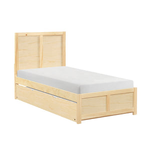 English Elm Contemporary Natural Pine Twin Bed Tall Headboard Slat Support Farmhouse Bedroom Frame B011S02459