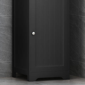 English Elm Christopher Knight Home® - BATHROOM Linen Tower Cabinet with Faux Wood Finish, Modern Slim Vertical Slat Design, Storage Organizer Black 66606.00BLK