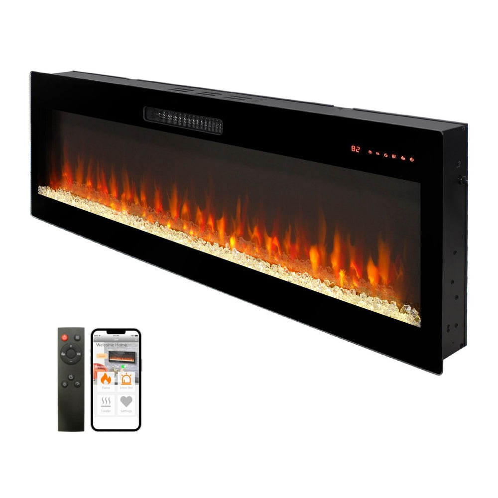 English Elm Smart Recessed Electric Fireplace with Wifi Alexa 3d Flame Wall Mount 50 Inch W1769P249200