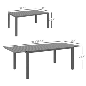 English Elm Outsunny Expandable Patio Table For 6-8, Durable Aluminum Frame, Sleek Slatted Top For Outdoor Spaces W2225P174357-GIGA