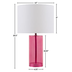 English Elm Glass Blush Table Lamp with Pink Drum Shade for Bedroom or Console Styling B035P264520