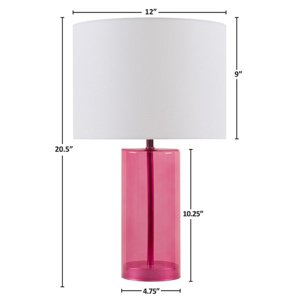 English Elm Glass Blush Table Lamp with Pink Drum Shade for Bedroom or Console Styling B035P264520