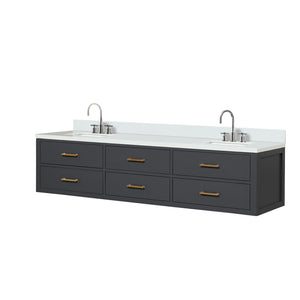 English Elm Black Double Bath Vanity Set - 80" Wide With Cultured Marble Top & Polished Chrome Faucets Included B2731P258102
