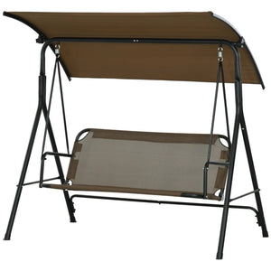 English Elm Outdoor 3 Person Canopy Swing with Steel a Frame Cushioned Seat and Uv Shade T3971P418951