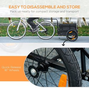 English Elm Aosom Folding Bike Cargo Trailer with Removable Box Quick Release Pneumatic Wheels W2225P200591