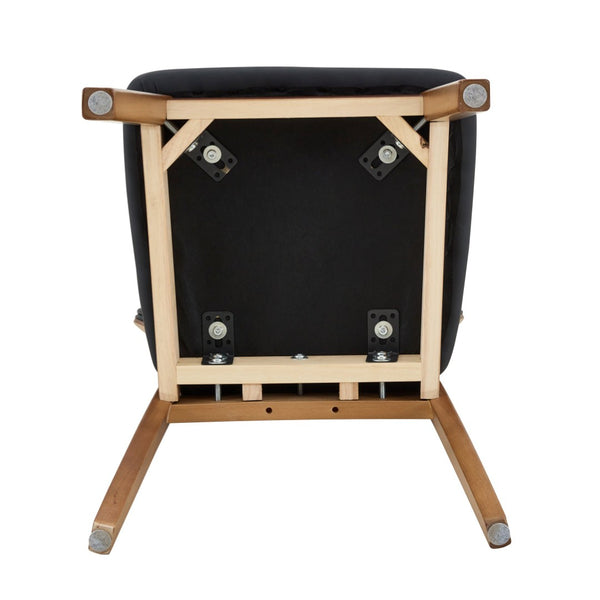 English Elm 2 Solid Walnut Toned Wood Dining Chairs Gray Fabric Seat Hollowed Backrest Modern Black,Walnut W1151P455534