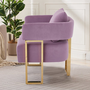 English Elm TS Modern decorative chair Lilac - Teddy fleece velvet 2PCs, gold legs, ergonomic sponge comfort, chic W2311P333677