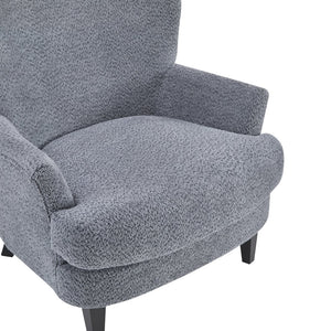 English Elm Christopher Knight Home® - Gerald Boucle Upholstered Club Chair with Tapered Birch Legs, Tonal Piping and Cozy Texture Black,Dusty Blue 33 L x 32.75 W x 30 H N776P243523B