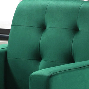 English Elm Ezio Button Tufted Velvet Accent Armchair with Tapered Legs for Living Room Green B2749P413368