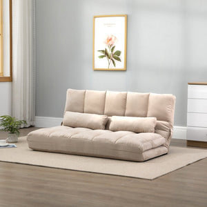 English Elm Homcom Convertible Floor Sofa Chair With Adjustable Backrest, 2 Pillows, Space-Saving Comfort! W2225P217475