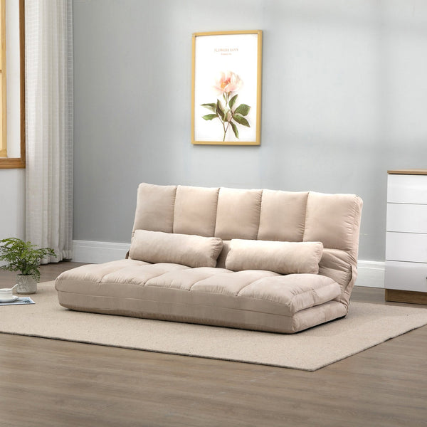 English Elm Homcom Convertible Floor Sofa Chair With Adjustable Backrest, 2 Pillows, Space-Saving Comfort! W2225P217475