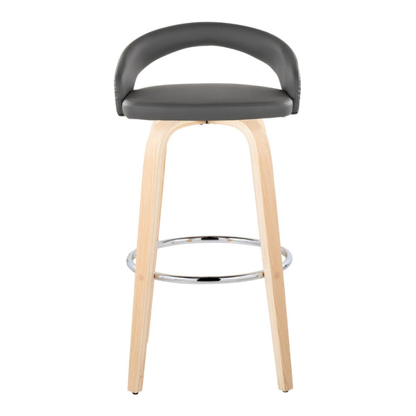 English Elm Fixed-height Swivel Barstools Walnut Bentwood Legs White Velvet Seat Set of 2 Grey B202S01914