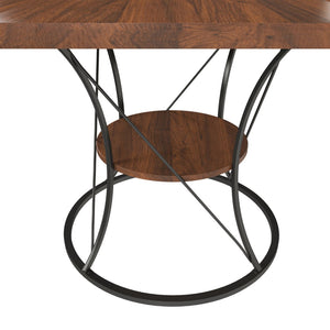 English Elm 43 Inch Foldable Mdf Dining Set with Pu Cushioned Solid Wood Chairs Space Saving Walnut W2700S00128
