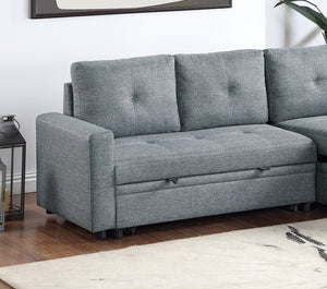 English Elm Black Polyfiber Convertible Sectional Sofa with Pull-Out Bed, Reversible Storage Chaise, 2-Pc Modern Living Room Seating B011S01020
