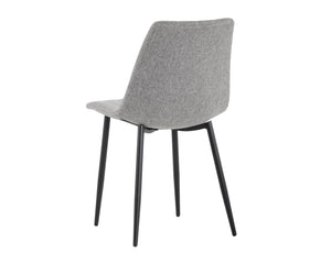 Sunpan Drew Dining Chair Set of 2 - Mid-Century Modern Design with Channel Tufting for Compact Spaces Black / Light Grey
