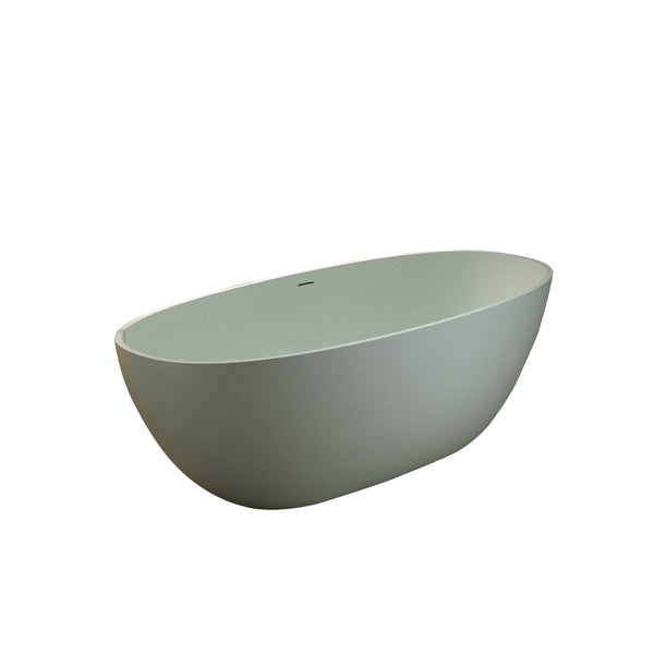 English Elm 67'' Solid Stone Resin Freestanding Soaking Tub with Ergonomic Curve for Modern Baths W2753P416680