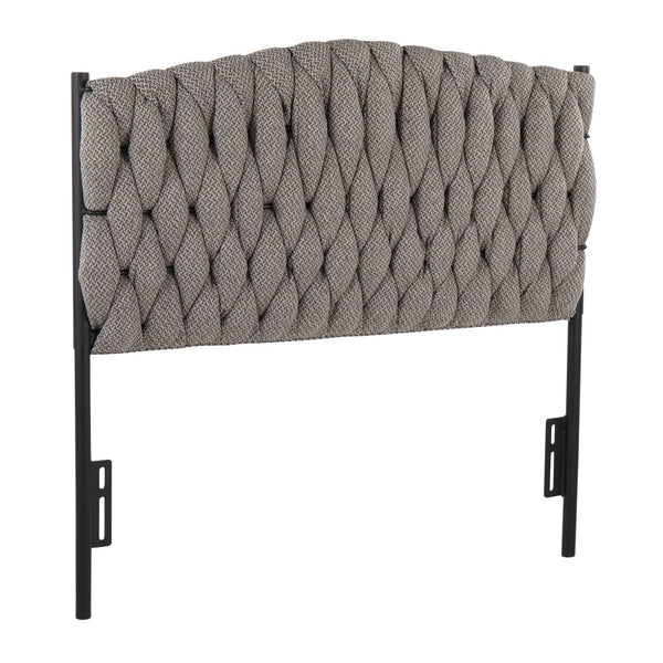 English Elm Braided Plush Matisse Twin Headboard by LumiSource with Braided Upholstery and Black Metal Frame Grey B202P223762