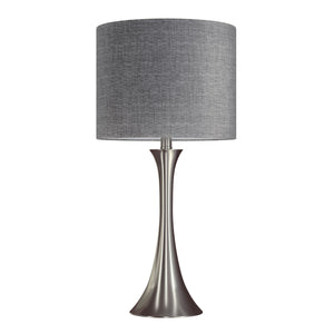 English Elm Lenuxe 24" Contemporary Metal Table Lamp Set of 2 with Metallic Linen Drum Shade and 3-Way Switch Grey B202P224069