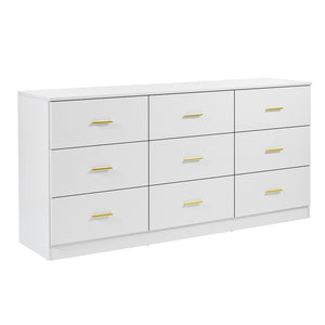 English Elm Modern Classic 3-Column 9-Drawer Dresser in White — Spacious, Waterproof, Sturdy Bedroom Chest W1785P324461