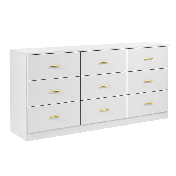 English Elm Modern Classic 3-Column 9-Drawer Dresser in White — Spacious, Waterproof, Sturdy Bedroom Chest W1785P324461
