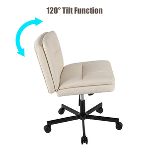 English Elm UPGRADE! Beige Leather 360° Swivel Office Chair with 6.3" Memory Foam Cushion, Tilt, Wheels, XL W1403P155225