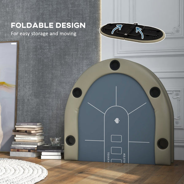 English Elm Soozier Foldable Poker Table For 10 Players - 70" Oval Casino Game Table With Cup Holders & Comfort W2225P217199-GIGA