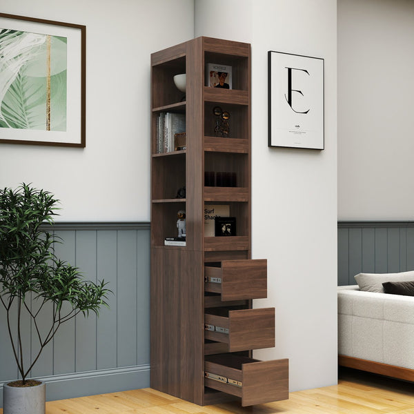 English Elm 70.87" H Modern Wooden Tall Storage Cabinet With 4 Display Shelves, 3 Drawers For Home & Office W331P281203
