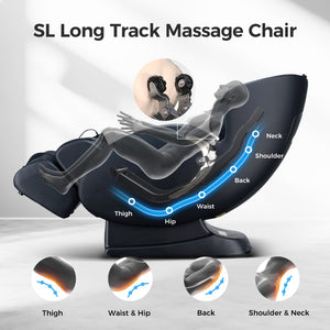 English Elm Bosscare Full Body Shiatsu Recliner with Sl Track 3d Rollers and App Control Black W730P162463