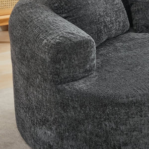 English Elm Curved Chenille Loveseat with Memory Foam Seating and Three Pillows for Compact Spaces Grey W2915P324465