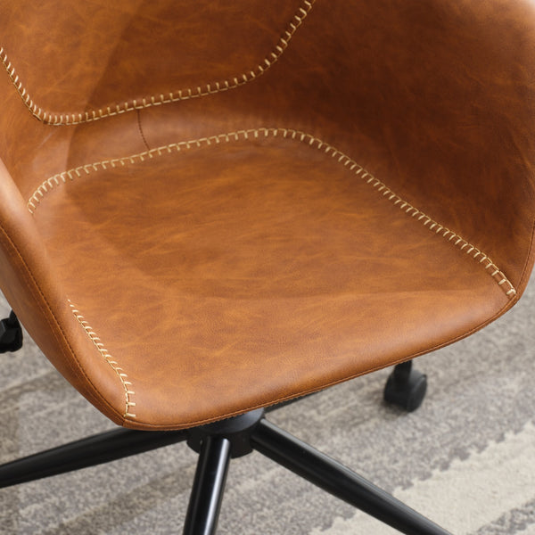 English Elm Mid-Century Minimalist Office Chair with 40° Recline, Adjustable Rebound, 320mm Wide Base, Ergonomic Design Brown W1143P173517