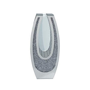 English Elm 24.01"u-shaped Mosaic Mirror Floor Vase Crushed Acrylic Faceted Glass Glam Entryway Accent W3836P379820