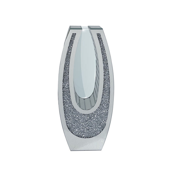 English Elm 24.01"u-shaped Mosaic Mirror Floor Vase Crushed Acrylic Faceted Glass Glam Entryway Accent W3836P379820