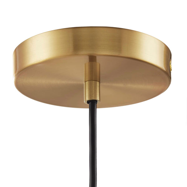 English Elm Auburn Bell Shaped Pendant Light – Gold Iron Base, Amber Glass Shade, 9" Dia, 80" Cord, Stylish Glow B035P264533