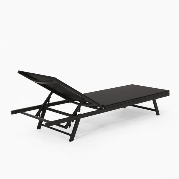English Elm Christopher Knight Home® - SALTON Chaise Lounge with Breathable Nylon Mesh Seating, Lightweight Recliner for Outdoor Comfort and Style Black 60919.00BLKMSHMP2