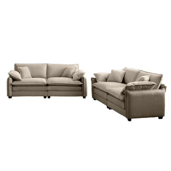 English Elm Modern Two-Piece Sofa Set In Tan Corduroy – Stylish, Comfortable Seating For Living Rooms & Bedrooms W714S00712